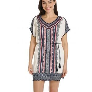Tribal Jeans sheath straight square above the knee Indian Inspired white SZ S